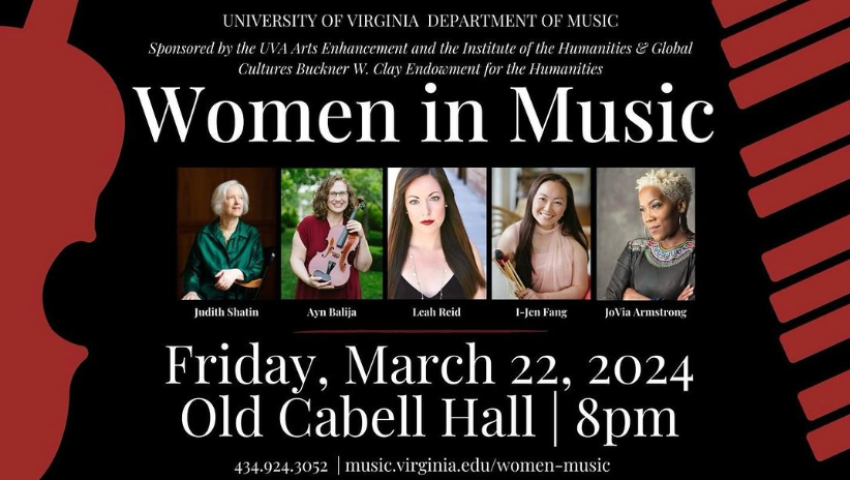 concert graphic with images of music department faculty women